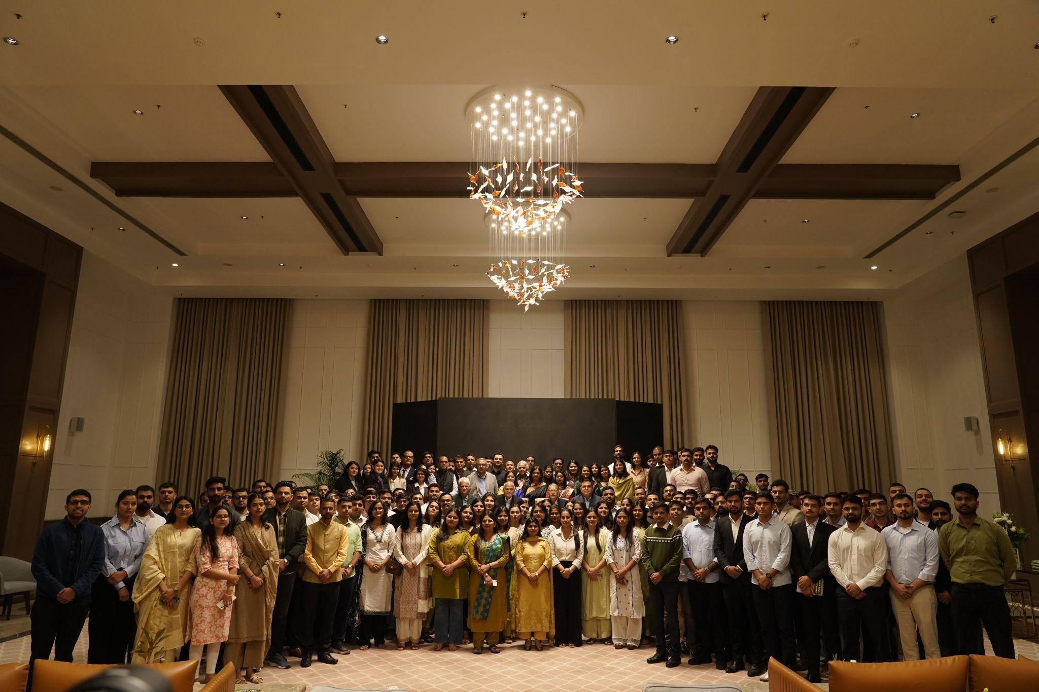 Group photograph of civil services aspirants and mentors gathered at the Grameen Yuva Kendra initiative.